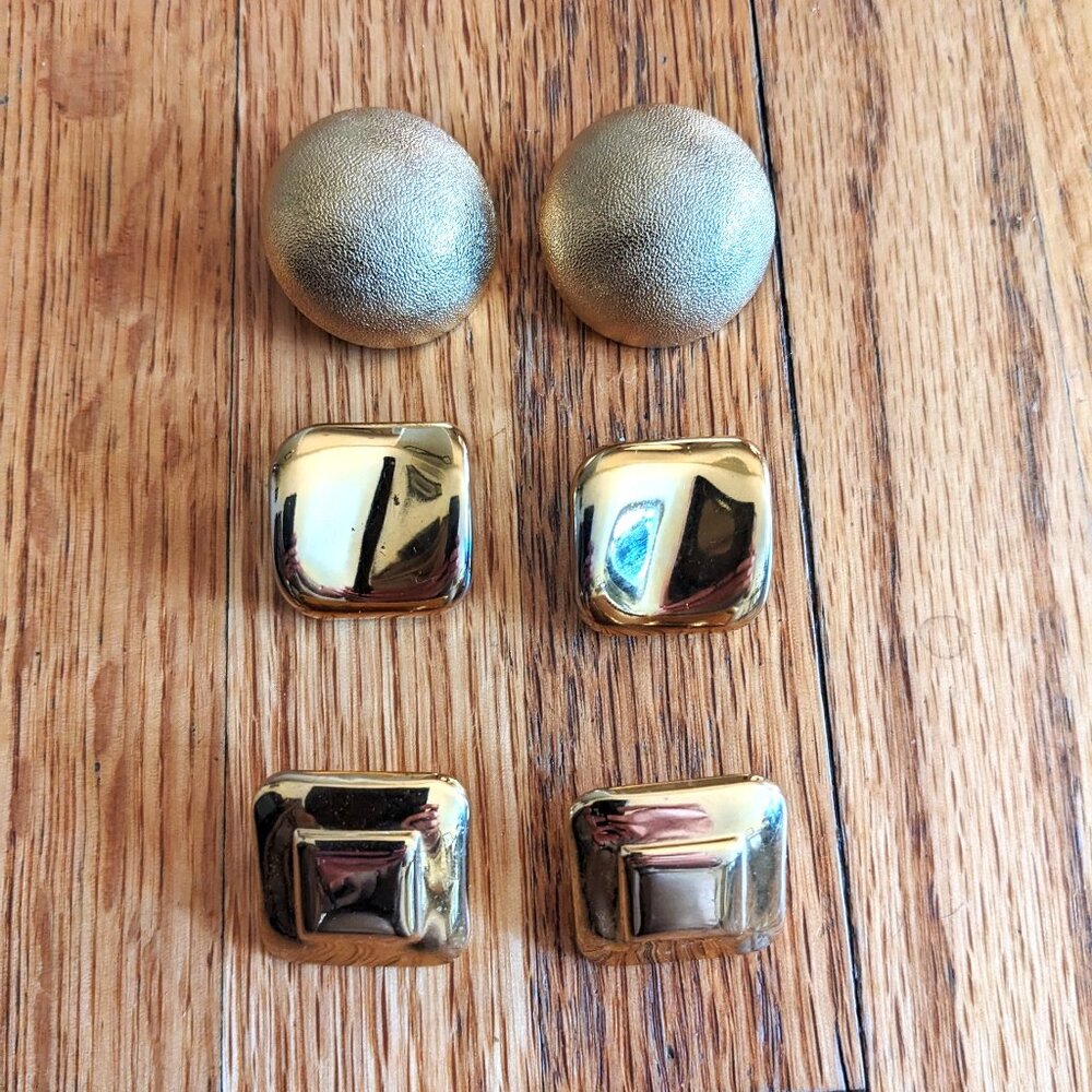 Vintage 90s gold earrings set of 3